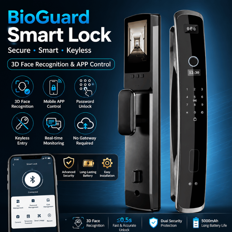 BioGuard Smart Lock - Smart biometric door lock with fingerprint, password, IC card & app control