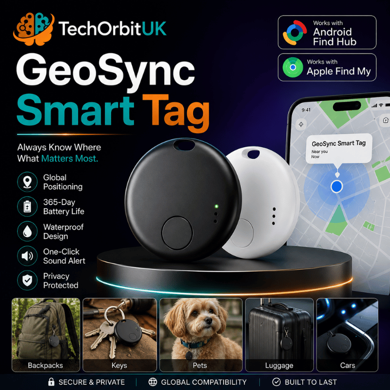 GeoSync Smart Tag - Smart GPS tracker with Google Find My, Bluetooth, and Android compatibility