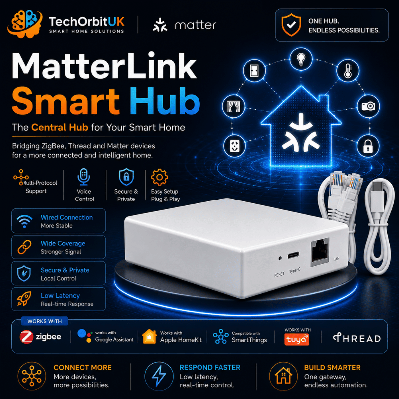 MatterLink Smart Hub - Smart gateway with Tuya Zigbee, Siri, HomeKit, Google & SmartThings control