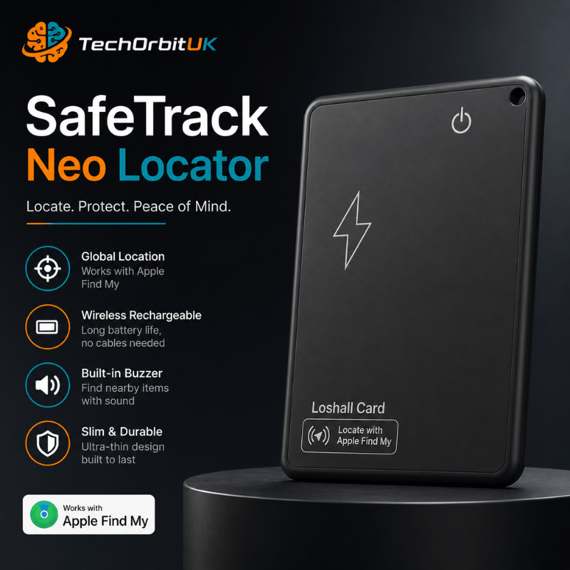 SafeTrack Neo Locator - Waterproof GPS locator with wireless charging and Apple Find My support