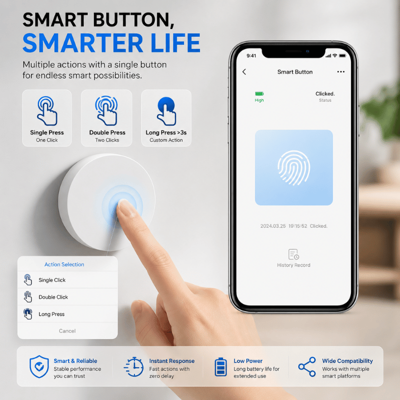 ZigScene Control Button - Wireless Zigbee smart button with voice control via Alexa, Google & Alice