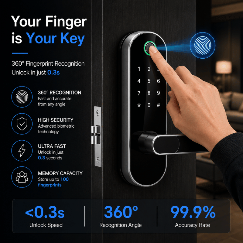 AquaGuard SmartLock - Smart WiFi door lock with fingerprint, code & IC cards