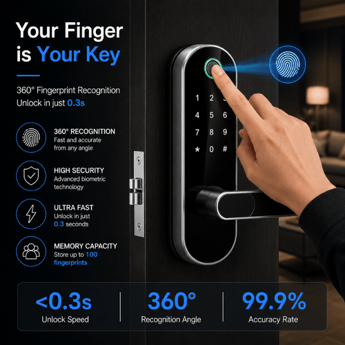 AquaGuard SmartLock - Smart WiFi door lock with fingerprint, code & IC cards