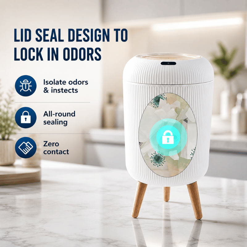 CleanWave Smart Bin - Motion sensor trash can with lid for home & office use
