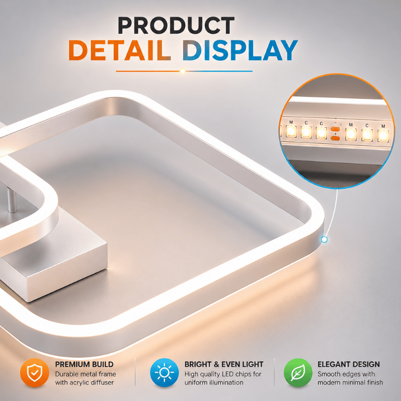 LumiSquare Pro - 50W LED ceiling lamp, dimmable with remote, modern square design, 5625LM