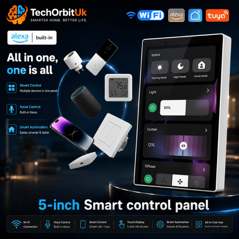 SmartView Control Hub - Smart 5-inch touch panel with WiFi, Alexa, Zigbee, and built-in scene control