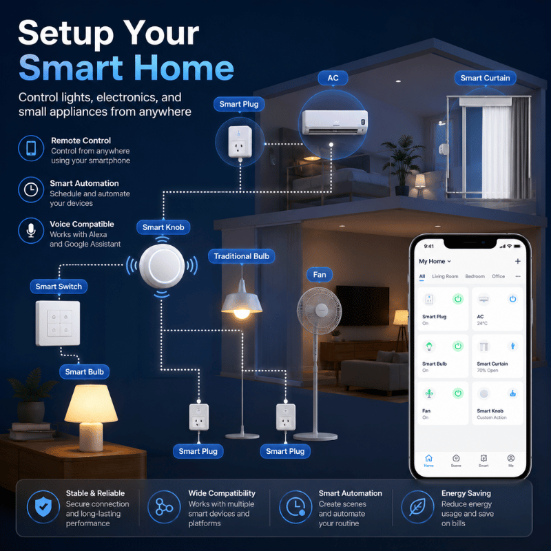 ZigScene Control Button - Wireless Zigbee smart button with voice control via Alexa, Google & Alice