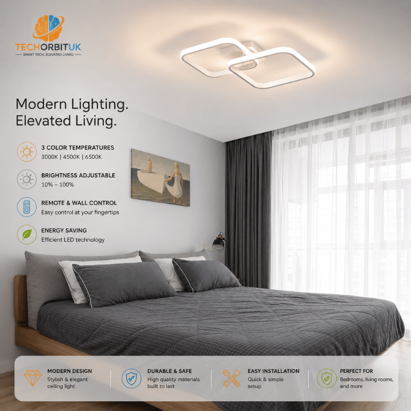LumiSquare Pro - 50W LED ceiling lamp, dimmable with remote, modern square design, 5625LM