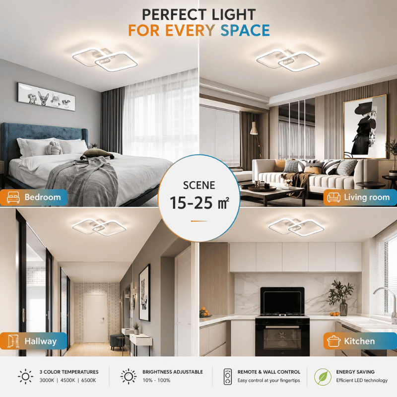 LumiSquare Pro - 50W LED ceiling lamp, dimmable with remote, modern square design, 5625LM