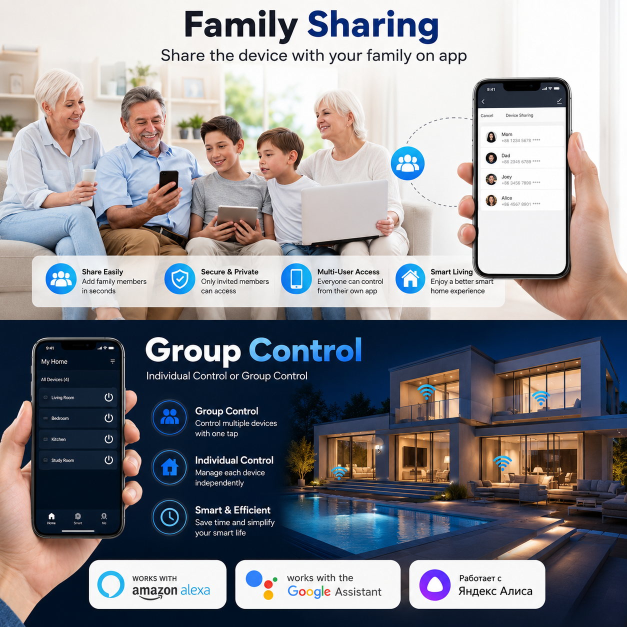 SmartLink Switch - Wireless remote controller, Alexa & Google compatible, easy home automation