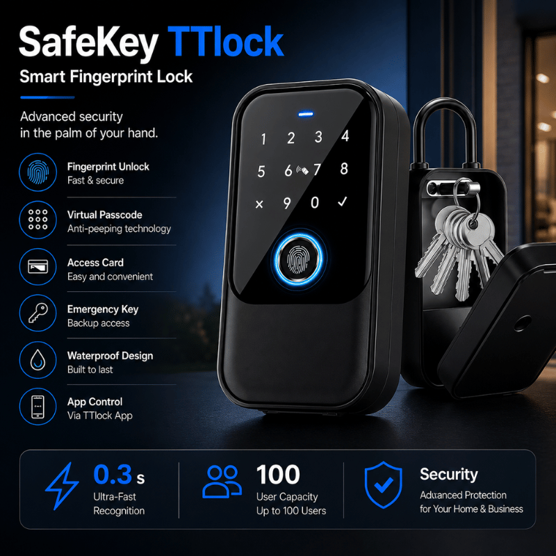 SafeKey TTlock - Electronic smart key box with Bluetooth & digital security