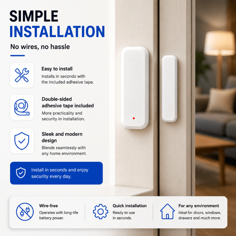 SafeSense ZigBee  - Smart magnetic door sensor with real-time alarm alerts