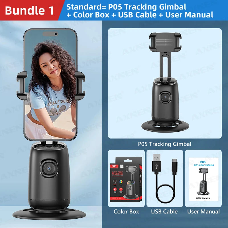 OrbitCam 360 - Smart stabilizer with 360° rotation, perfect for streaming and selfies