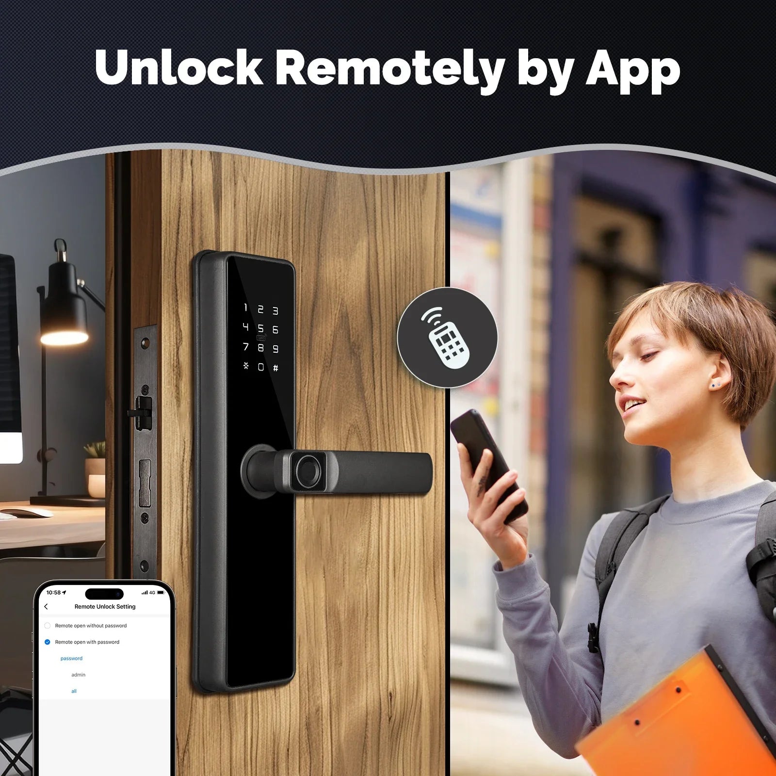 SmartGuard MOES Lock - Smart ZigBee door lock with fingerprint, password, and Alexa voice control