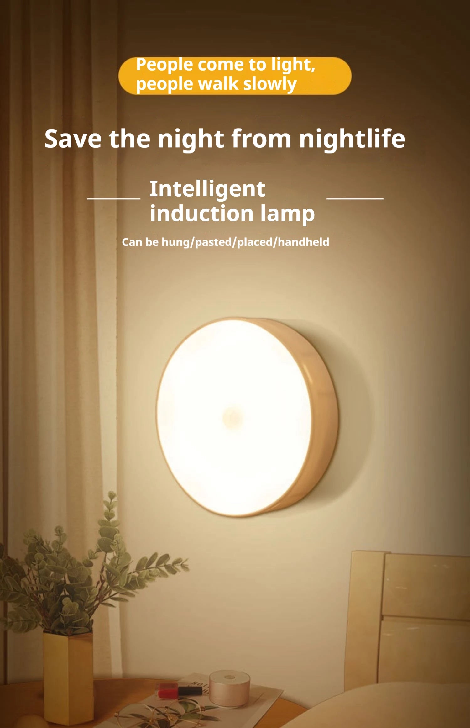 GlowSense Night Light  - Wireless LED sensor lamp for bedroom, stairs & closets