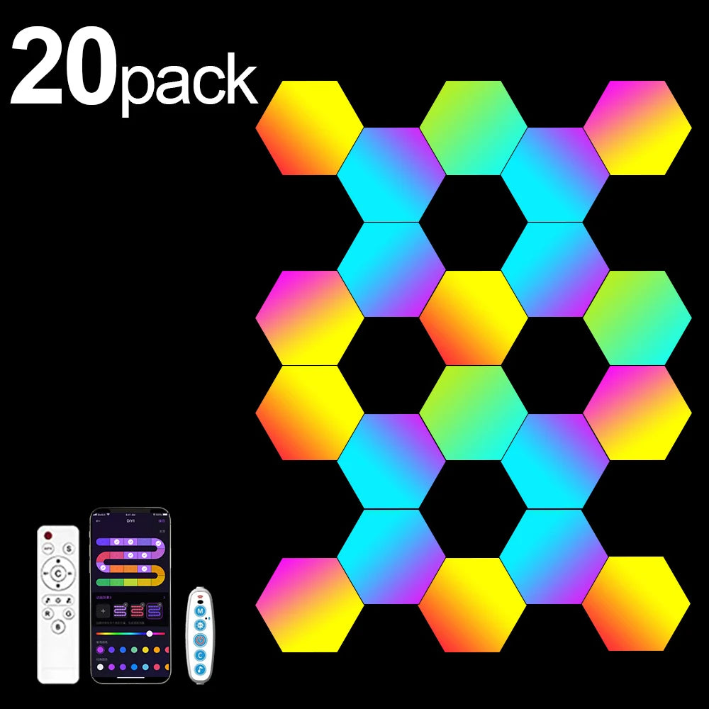 AuroraHex Smart Hexagon Wall Light with App Control, Music Sync & 16 Million Colors