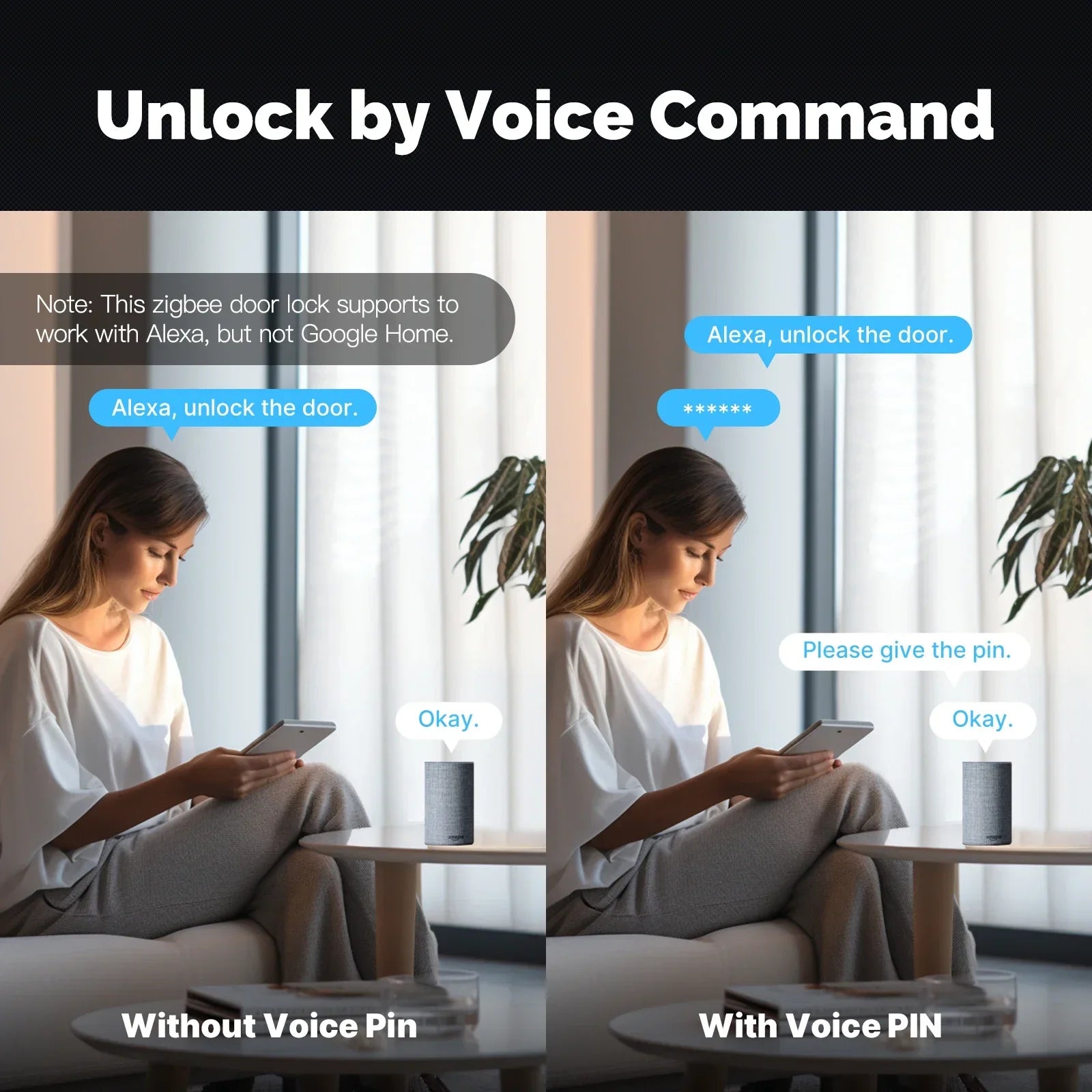 SmartGuard MOES Lock - Smart ZigBee door lock with fingerprint, password, and Alexa voice control