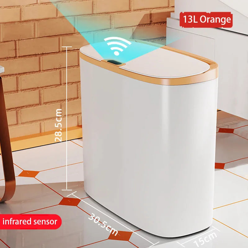 PureSense Auto Bin - Slim waterproof motion sensor trash can for bathroom & kitchen