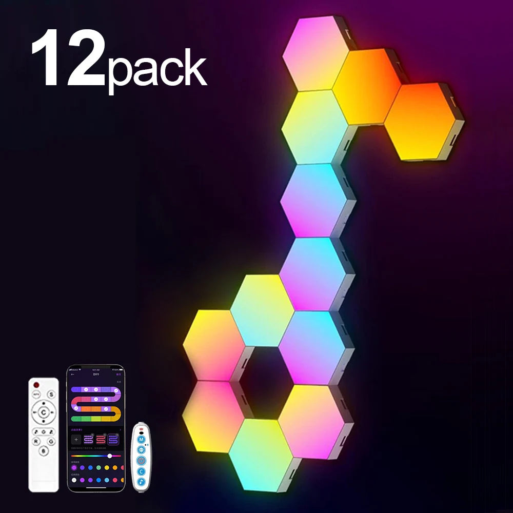 AuroraHex Smart Hexagon Wall Light with App Control, Music Sync & 16 Million Colors