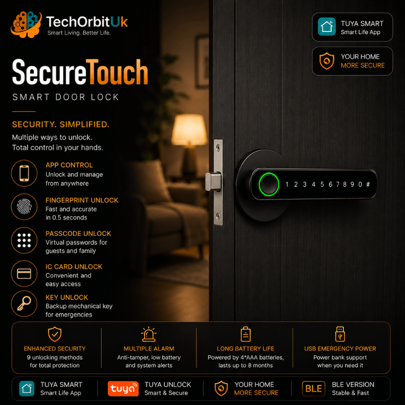 SecureTouch - Advanced digital lock with fingerprint & app control