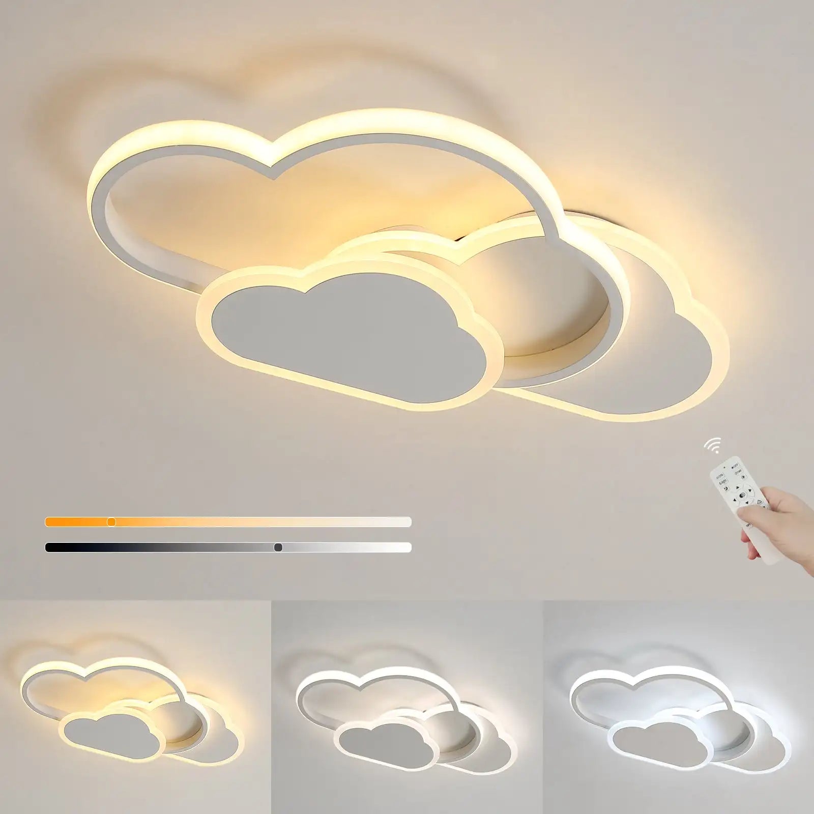 LumiCloud Remote LED - Creative cloud LED ceiling lamp, dimmable 3000K–6500K with remote control